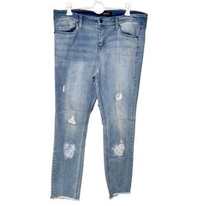 Buffalo David Bitton Jess Mid Rise Skinny Jeans Distressed Light Wash Women's 12